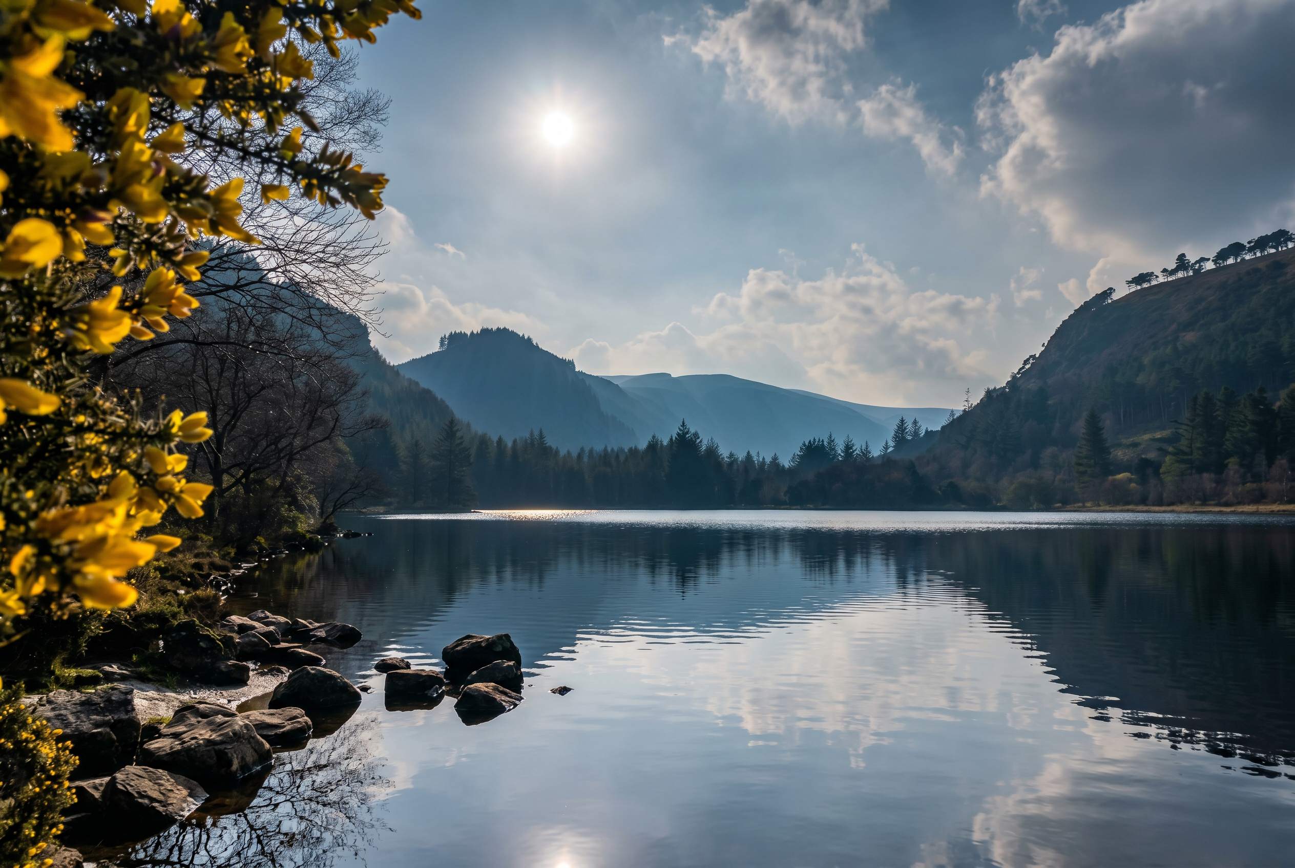 Sun on the mountain lake, Wicklow