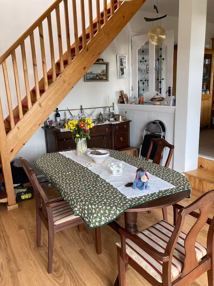 Dining nook under the stairs