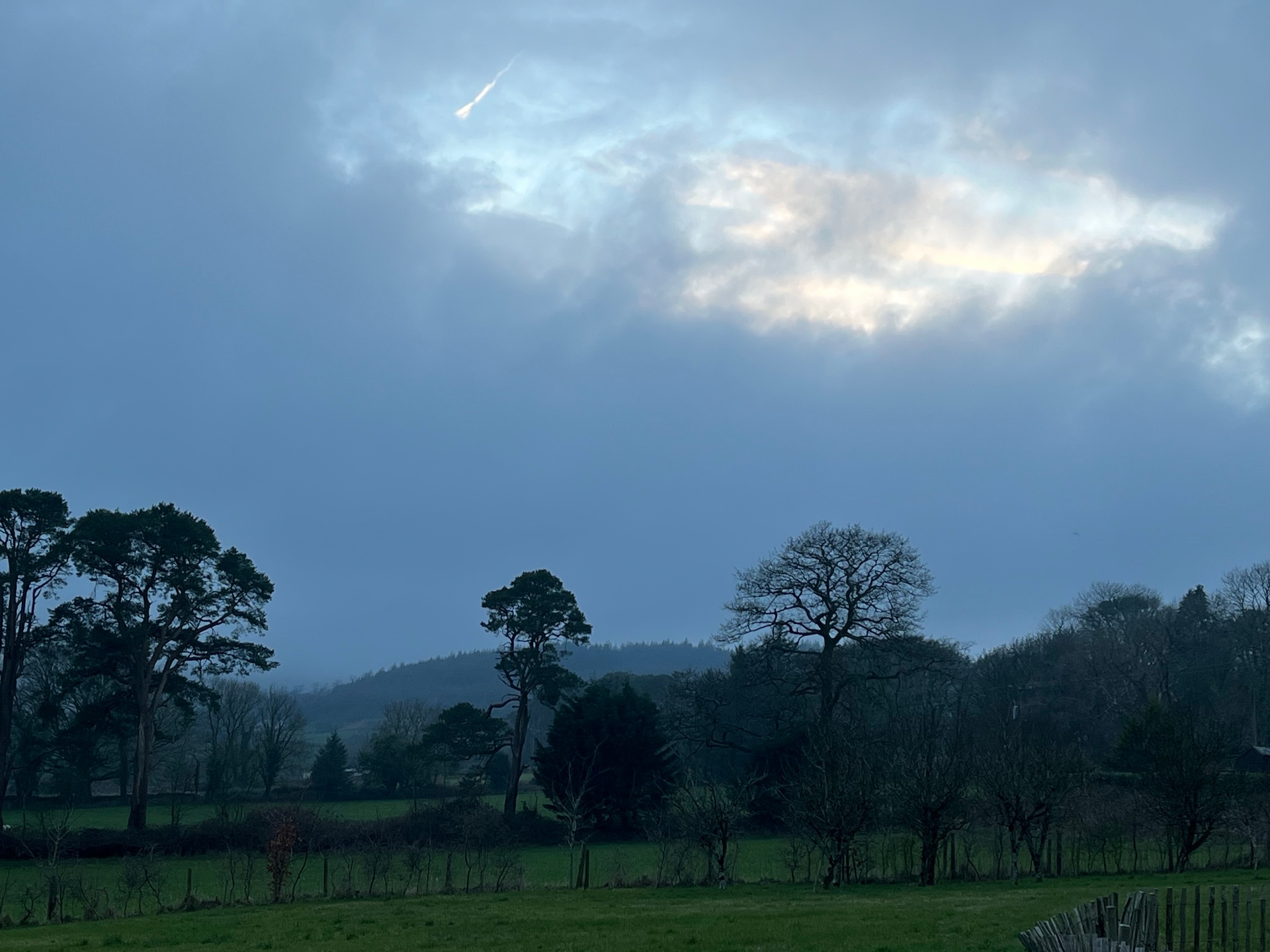 Dusk over the fields near the lodge